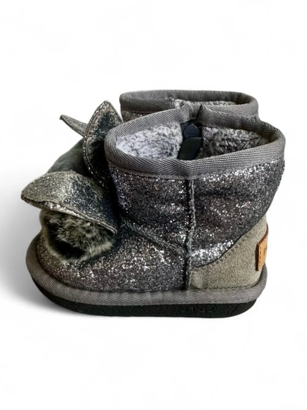 Paliament Silver glitter bunny winter boots with fur